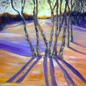 Birch Shadows in the Snow